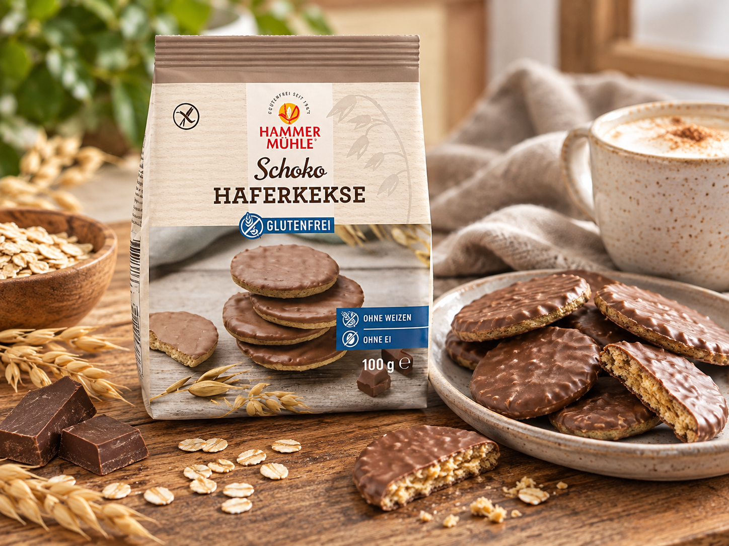Bezlepkové ovesné SUŠENKY s mléčnou čokoládou 100 g - Hammermühle